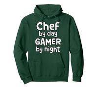 Chef by Day Gamer by Night Pullover Hoodie, Adult Unisex, Dark Green, Medium