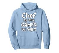 Chef by Day Gamer by Night Pullover Hoodie, Adult Unisex, Dusty Blue, Large