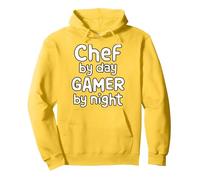 Chef by Day Gamer by Night Pullover Hoodie, Adult Unisex, Lemon Yellow, Large