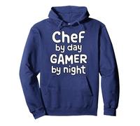 Chef by Day Gamer by Night Pullover Hoodie, Adult Unisex, Navy Blue, Large