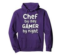 Chef by Day Gamer by Night Pullover Hoodie, Adult Unisex, Purple, Large