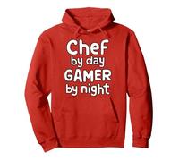 Chef by Day Gamer by Night Pullover Hoodie, Adult Unisex, Red, Large