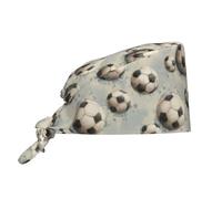 Chef Caps Unisex, Football Soccer Ball Print Tie Back Hats Personalised, Breathable Dust Caps For Women Housework