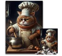 Chef Cat 1000 Piece Jigsaw Puzzle cardboard Puzzles Relaxing Entertainment, Home Decor 26X38CM/10.23x14.96inch