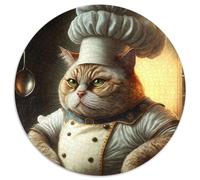 Chef Cat 1000 Piece Jigsaw Round Puzzles 1000 Pieces for Adults for Home Decor, Ideal Christmas & New Year Gift for Teenagers 67.5x67.5cm