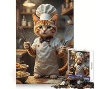 Chef Cat in The Kitchen 1000 Piece Jigsaws for Adults Puzzle Logical Think Restful Pleasure Seamless Lock (38x26cm)