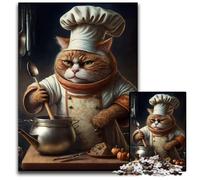 Chef Cat JigsawPuzzle 1000 Pieces for Adults Wooden Puzzles Creative Family Game & Home Decor, for Teenagers 50x75CM/19.68x29.52inch