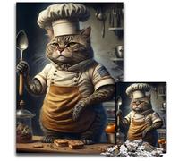Chef Cat Jigsaws 1000 Pieces for Adults Difficult Puzzles for Adults Fun at Home Activities, Birthday Present, Travel Gifts 26X38CM/10.23x14.96inch