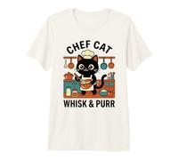 Chef Cat Whisk & Purr Cute Cooking Baker Kawaii Cat Graphic Premium T-Shirt
