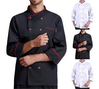 Chef Coat Men Full Sleeve, Mens Chef Jacket Professional Lightweight Jackets Protective Safety Long Sleeve Coat With Double Breasted Classic Modern Style Chesfswear Food Service Outwear