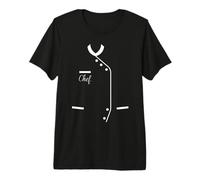 Chef Coat Outline Minimal Culinary Uniform Name Graphic Art Premium T-Shirt