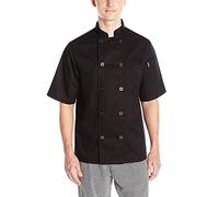 Chef Code - Chef's Jacket - Short Sleeve Unisex Classic Chef Coat Mens XXXL Black