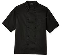Chef Code mensCC124Short Sleeve Unisex Classic Chef Coat Chef's Jacket - black - Large