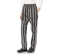 Chef Code Unisex's Chefs Pants, Triple Stripe Black White, Large