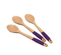 Chef Craft 42104 Premium Silicone Handle Wooden Spoon Set, Wood, Purple