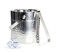 Chef Craft Hammered Ice Bucket with Tong, 3 Quart Volume Capacity, Stainless Steel
