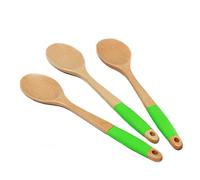 Chef Craft Premium Silicone Handle Wooden Spoon Set, 14 inch, Green