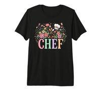 Chef Culinary Floral Garden Kitchen Cook Design Premium T-Shirt