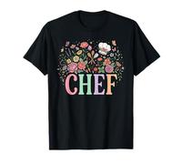 Chef Culinary Floral Garden Kitchen Cook Design T-Shirt