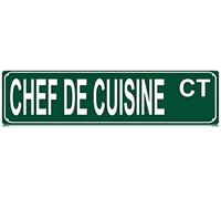 Chef De Cuisine Ct Slim Tin Sign Street Funny Metal Sign Wall Decor for Farmhouse Home Bar Garage Man Cave Wall Art Gift 4" by 16"