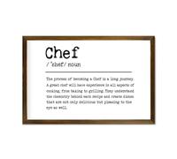 Chef Definition Dictionary Word Meaning Decorative Wooden Sign With Frame Farmhouse Home Decoration for Kitchen Dinning Room Coffee Club Rustic Wood Framed Wall Art Plaque Poster 12x8in