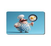 Chef Dish Drying Mats For Kitchen Counter, Fun Blue Polka Dot Absorbent Rubber Dish Drainer Rack Mat, Cute PU Leather Drying Pad For Coffee Bar Protector 12x20 Inch