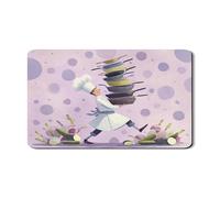 Chef Dish Drying Mats For Kitchen Counter, Violet Polka Dot Absorbent Rubber Dish Drainer Mat, Fun PU Leather Drying Pad For Coffee Bar 12x20 Inch