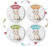 Chef Dog Funny Dishwasher Magnet Clean Dirty Sign, Clean Dirty Running Empty Magnet for Dishwasher, Dirty Clean Dishwasher Magnet with Double-Sided Glue
