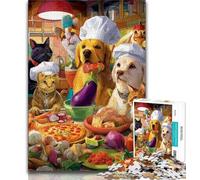 Chef Dog Puzzles for Adults 1000 Pieces,Stress Reliever Staycation Kill Time with Matching Poster And Trivia Sheet (75x50cm)