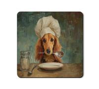 Chef Dog Washer Dryer Top Protector Mat, Vintage Artistic Dog Print Cover, Cute Animal Style for Laundry Room 24x24 Inch
