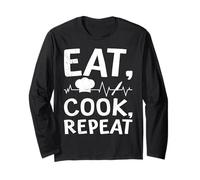 Chef EAT Cook Repeat Chefs Funny Restaurant Long Sleeve T-Shirt