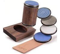 Chef Edition LavaRose Rolling Knife Sharpener, 4-Disc Pro Kit 400/1000/3000/6000 Grit, Solid Walnut, 15 and 20 Degree N52 Magnetic Angles, Diamond + Ceramic Discs, Leather Strop, UK Engineered.