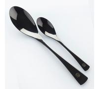 Chef Frank Haasnoot Plating Spoons | Rocher Spoon Set | Black | 2 pcs of Quenelle Spoons | Culinary Tools | Utensils | Large & Small Rocher Spoon Kit | Food Styling | Pastry & Cooking