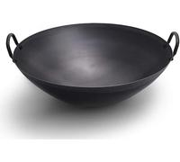 Chef-Grade 36cm Cast Iron Wok - High Capacity Cooking Pot with Dual Ears for Versatile Stir-Frying, Searing, and Braising - Essential Kitchen Tool for Home Chefs
