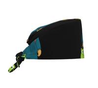 Chef Hat Little Bear In Sunglasses With A Frog Bag Working Hat Adjustable Cleaning Working Cap Comfortable Sweatband For Cooking Sport Hiking