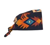 Chef Hat Native American Patterns Working Hat Adjustable Cleaning Working Cap Elastic Turban Cap For Housework Cooking Sport