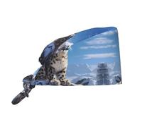 Chef Hat Snow Leopard Printed Turban Cap Comfortable Sweatband Elastic Cleaning Working Cap For Cooking Housework Hiking