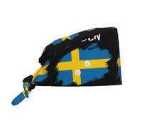 Chef Hat Swedish Sweden Flag With Button Sweatband Comfortable Working Hat Unisex Cleaning Working Cap For Sport Cooking Housework