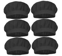 Chef Hats, 6PCS Chef Hat, Cooking Black Hat, Food Service Hair Cap with Breathable Mesh Top Reusable Washable Bouffant Beanie for Kitchen, Hats For Women