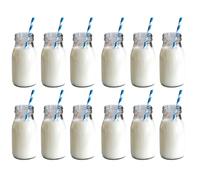 Chef-hub 12 X 200Ml Retro Mini Milk Bottles Vintage School Bottle - Weddings, Parties, Great Gift Idea - Fill with Milkshakes, Juice, Cocktails, Sweets