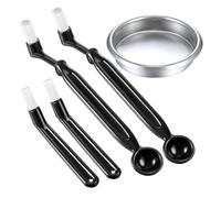 Chef-Hub 5 Piece Set Coffee Machine Cleaning Brush, 4 Brush Set 2 x With Scoop 2 x Small Angled and 1 x 58 mm Stainless Steel Back Flush Insert Blanking Disk