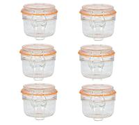 Chef-hub Mini Terrine Storage Glass Jars Food Storage Container Canister with Air Tight Preserver Rubber Seal 125ml Set of 6