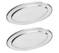Chef-hub Stainless Steel Serving Platter, Oval, 40 cm / 16", Set of 2
