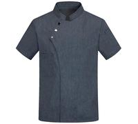 Chef Jacket, Unisex Chef Coat Short Sleeve Button Front Breathable Work Uniform Jacket for Men Women Kitchen Restaurant Hotel Cook Shirt with Pocket Big and Tall Grey Large
