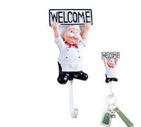 Chef Keychain, Hat Wall Sticker Hooks - Sticker Wall Hook for French Cartoon Chef Figurines - Adhesive Wall Sticker Hooks, Kitchen Hardware Accessories A