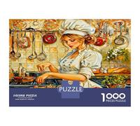 Chef Kitchen Food 1000pc Classic Jigsaw Puzzle Cozy Culinary Art Jigsaw Puzzle Bundle Extra-Thick Cardboard Collector Mind Relaxation Travel Office Break Holiday 38x26cm/1000pcs