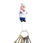 Chef Kitchen Hooks - French Cook Wall Decor Cute Hangers | Adhesive Utility Hook Set for Kitchen Storage Entryway Wall Mount Holder Man Holder