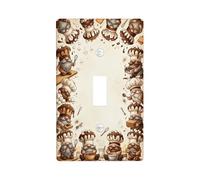 Chef Kitchen Single Light Switch Cover Plate, Fanciful Playful Biscuits Whisk Fall Brown Plastic Standard Size Wall Switch Plates Accents for Living Room Bedroom Home Office Decor (Single)