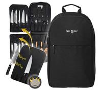 Chef Knife Bag Folding Knife Bag | 20+ Pockets for Knives & Kitchen Tools | Large Pocket for Tablet & Notebooks | 500D Fortified Nylon | Knife Backpack for Chefs & Culinary Students (Black)