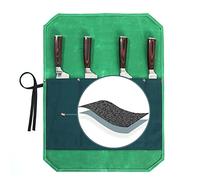 Chef Knife Roll Bag - 16OZ Waxed Canvas Knife Storage with 4 Slots |Cut-Resistant Interior + Two-Color Design | Travel Knife Carrier for Culinary Chefs Outdoor Cooking